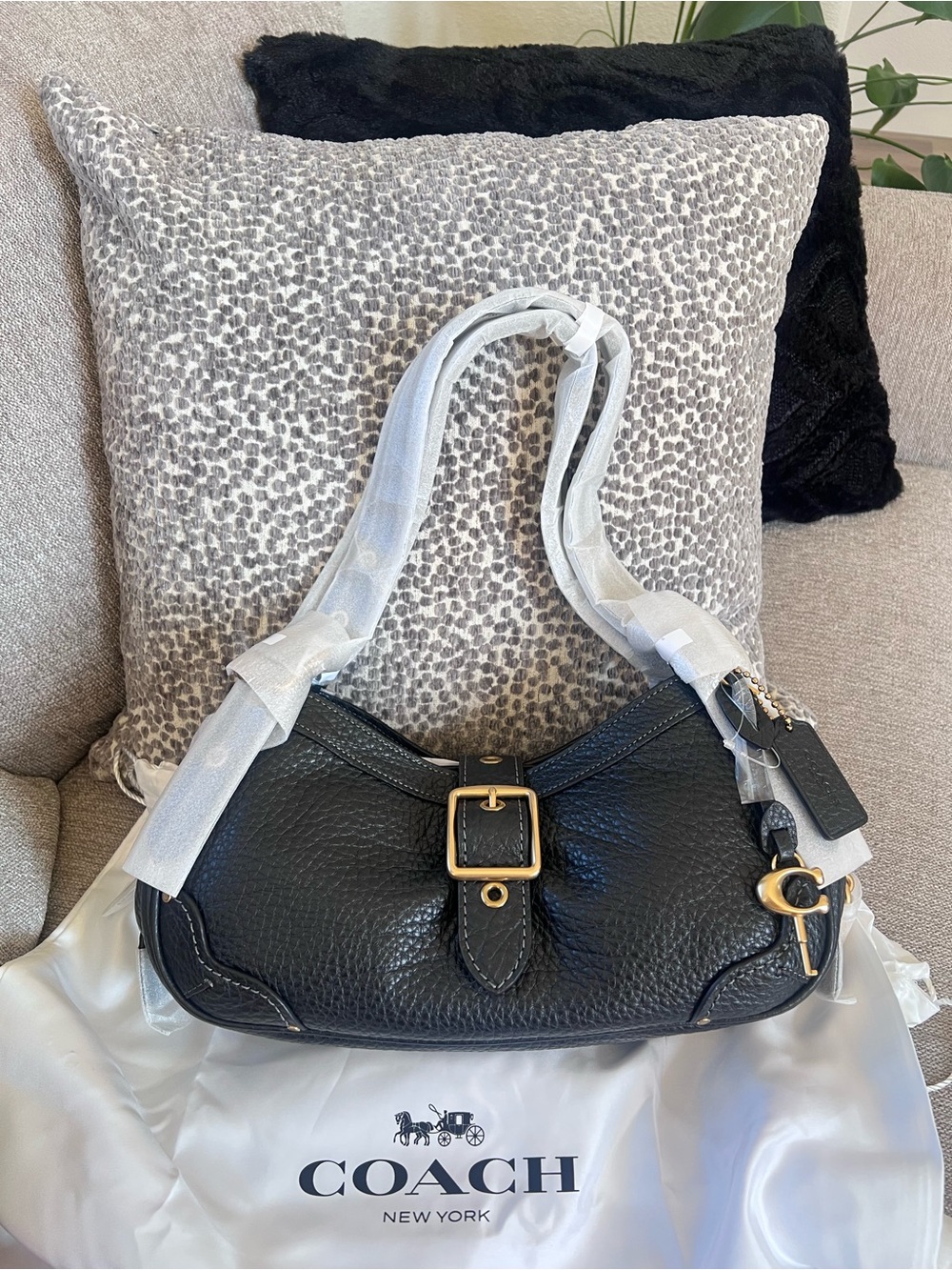 Coach Black Brass Drifter Shoulder Bag 31 - Picture 1 of 6
